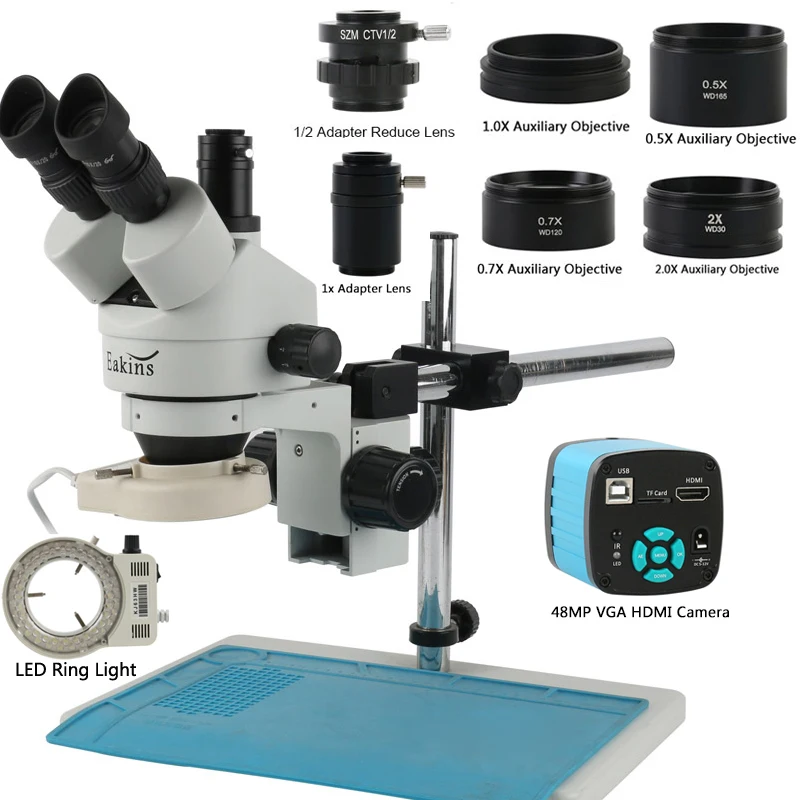 Stereo Trinocular Microscope Pcb - 48MP 4K HDMI USB 비디오 C