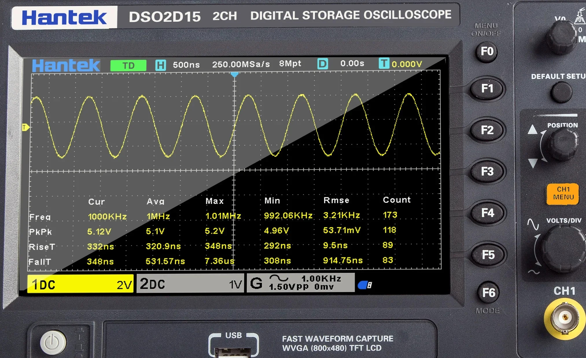 Digital Storage Oscilloscope 100Mhz - 감도 Hantek 신호 발생 오실로스코프 DSO2C10