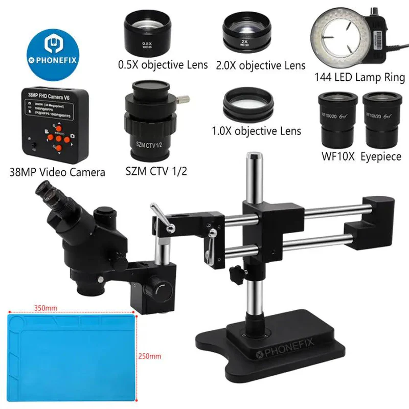 3.5X-90X 블랙 더블 암 스테레오 현미경 전화 P - Stereo Trinocular Microscope Pcb 리뷰 및 가격